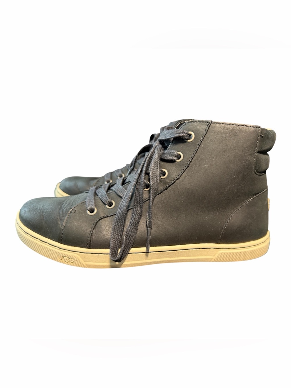 UGG Gradie High Top Sneakers Black Leather Side Zip Women’s 8.5 Style 1014607 - Picture 4 of 11